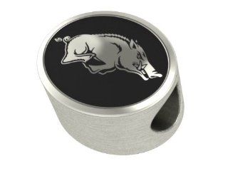 Arkansas Razorback Premium Antiqued Collegiate Bead Fits Most Pandora Style Bracelets Including Pandora, Chamilia, Biagi, Zable, Troll and More. High Quality Bead in Stock for Immediate Shipping: Bead Charms: Jewelry