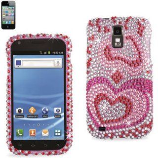 Reiko RKDPC SAMT989 04 Premium Rhinestone Diamond Bedazzled Bling Hard Shell Snap On Protector Case Cover for T Mobile Models and Galaxy S2   Heart Pattern   1 Pack   Retail Packaging   Multi: Cell Phones & Accessories