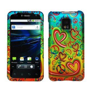 MINITURTLE, Slim Fit Rubber Feel 2 Piece Graphic Image Snap On Hard Phone Case Cover and Screen Protector for Android Smartphone TMobile G2x / LG Optimus 2x P 990 P 999 (Colorful Peace Face Heart): Cell Phones & Accessories