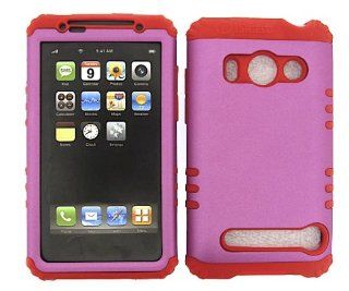 3 IN 1 HYBRID SILICONE COVER FOR HTC EVO 4G HARD CASE SOFT RED RUBBER SKIN PINK GR A008 P A9292 KOOL KASE ROCKER CELL PHONE ACCESSORY EXCLUSIVE BY MANDMWIRELESS Cell Phones & Accessories