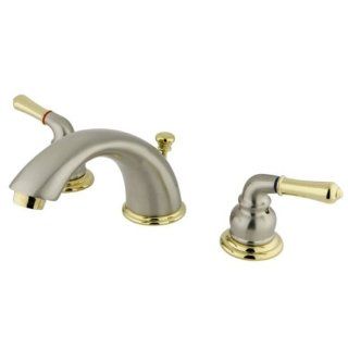 Kingston Brass KB969 Magellan II Widespread Lavatory Faucet 8 Inch to 16 Inch Centers 7 Inch Spout Reach, Satin Nickel and Polished Brass   Touch On Bathroom Sink Faucets  