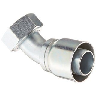Aeroquip 1GA24FRA24 Carbon Steel Global OTC (Over the Cover) Crimp Hose Fitting Female ORS Swivel, 45 Degree Elbow, 1 1/2" Hose ID, 1 1/2" Tube Size Hydraulic Hose Fittings
