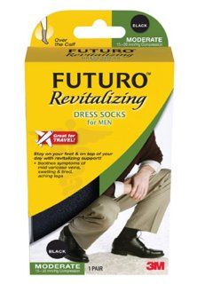 Futuro Revitalizing Men's Dress Socks, Black Medium, Moderate (15 20 mm/Hg) Health & Personal Care