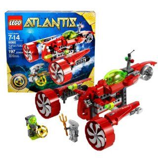 Lego Atlantis Series Vehicle Set # 8060   TYPHOON TURBO SUB with Key Grabbing Claw, Torpedo Shooter and Flick Fire Missiles Plus Yellow Atlantis Treasure Key, Shark Warrior and Heroic Diver Minifigures (Total Pieces 197) Toys & Games