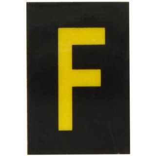 Brady 5905 F Bradylite 1 1/2" Height, 1 Width, B 997 Engineering Grade Bradylite Reflective Sheeting, Yellow On Black Reflective Letter, Legend "F" (Pack Of 25) Industrial Warning Signs