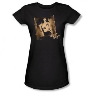 Bettie Page EXPOSED Short Sleeve Tee JUNIOR SHEER   BLACK T Shirt: Clothing