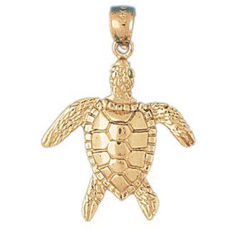 14K Gold Charm Pendant 3.1 Grams Nautical> Turtles975 Necklace: Jewelry