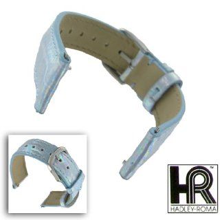Hadley Roma 15mm Blue Iridescent Genuine Alligator Watch Band Ladies: Watches