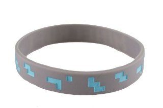 Minecraft Grey Rubber Diamond Bracelet Medium: Jewelry