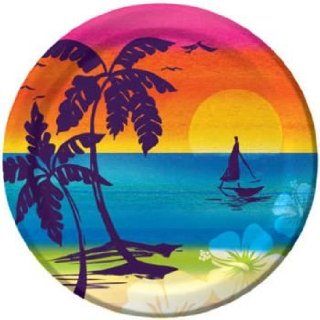 Creative Converting 8 Count Round Lunch Plates, Luau Aloha Summer Sunset Kitchen & Dining