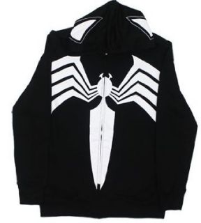 Venom Costume   Marvel Comics Hooded Sweatshirt: Adult Small   Black: Adult Sized Costumes: Clothing
