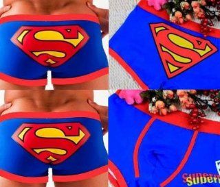 Sexy Cute Man's Cartoon Blue Superman Boxers Briefs Trunks Underwear Size L Waist 26.5" 30.5": Health & Personal Care