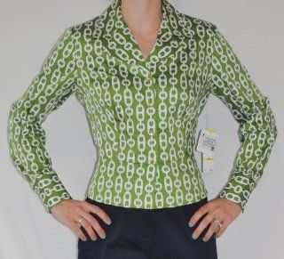 Jones New York Womens 100% Cotton Green and White Long Sleeve Shirt Size Medium : Other Products : Everything Else