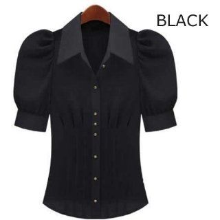 Fashion Women Chiffon Vest Shirt Short Flare Sleeve Tops and Blouses Short Sleeve Style Tops for Women Size L   Black : Other Products : Everything Else