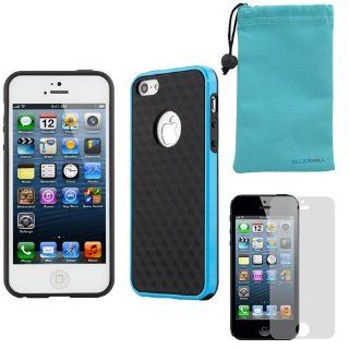 BIRUGEAR Black/ Blue Dual Tone Hybrid Hard Bumper TPU Back Cover Case plus Screen Protector for "The New iPhone" New Apple iPhone 5 6th Generation 5G (AT&T, T Mobile, Sprint, Verizon) with *pouch Case*: Cell Phones & Accessories