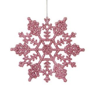 Club Pack of 24 Bubblegum Pink Glitter Snowflake Christmas Ornaments 4"   Christmas Ball Ornaments