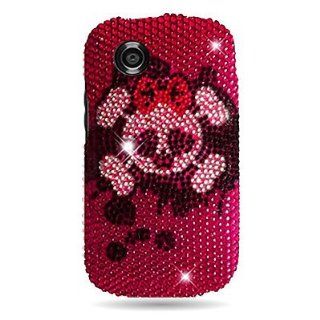 Pink Skull Full Diamond Bling Case Cover+LCD Screen Protector for ZTE Merit 990G Avail Z990: Cell Phones & Accessories