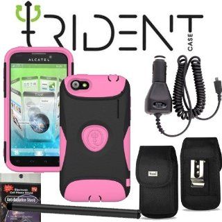Alcatel Venture One Touch Ultra 995 Trident Aegis Pink Heavy Duty Protective Case, Hard Shell and Silicone Gel, with Screen Protector and Car Charger, Stylus Pen, Radiation Shield and Metal Clip Case that fits your phone with the Cover on it.: Cell Phones 