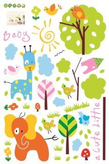 Baby Animals Trees Birds Nursery/Kids Room Peel & Stick Wall Decal   Childrens Wall Decor