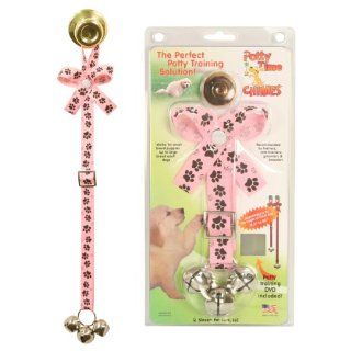 Potty Time Chimes Puppy Potty Training Bell + Instructional DVD   Adjustable, Paw Prints Pink : Pet Training And Behavioral Aids : Pet Supplies