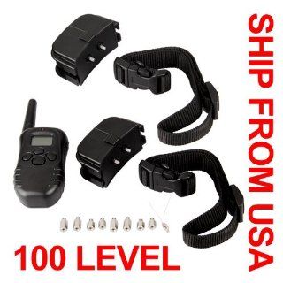 amzdeal 998D 2 100 Level LCD Shock Vibra Remote Control Dog Training Collar: Pet Supplies