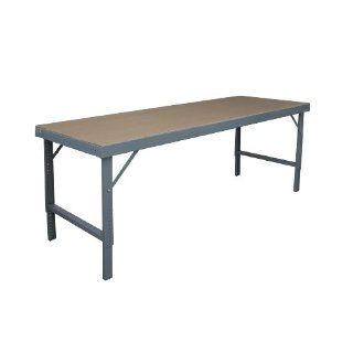 Durham 14 Gauge Steel Ergonomic Folding Leg Style Work Bench with Tempered Hard Board Over Steel Top, WBF TH 36120 95, 2000 lbs Capacity, 120" Length x 36" Width, Gray Powder Coat Finish Science Lab Benches