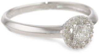 Sterling Silver Circle Cluster Diamond Ring (0.15 cttw, I J Color, I2 I3 Clarity): Engagement Rings: Jewelry