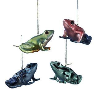 Kurt Adler Animal Planet Resin Tropical Frog Ornaments with Metallic Style Paint and Glitter Set of 4   Decorative Hanging Ornaments