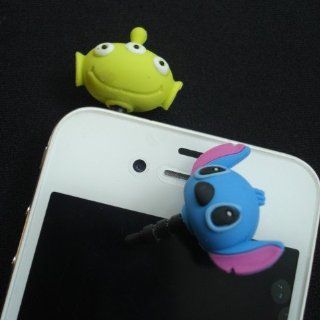X2 New Cute Disney Stitch Three eyed Alien Pal 3.5mm Earphone Jack Anti Dust Cap Plug for Cell Phone iPhone Samsung iPod Mp3 FREE GIFT STITCH HOME BUTTON STICKER X6: Electronics