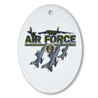 Ornament (Oval) US Air Force with Planes and Fighter Jets with Emblem : Decorative Hanging Ornaments : Everything Else