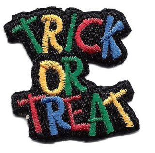 Halloween "TRICK OR TREAT" Greeting, Multi colored Iron On Applique, Words: Everything Else
