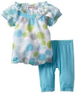 Little Lass Baby Girls Infant 2 Piece Capri Set with Dots, Turquoise, 6 9 Months: Infant And Toddler Clothing Sets: Clothing