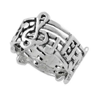 Sterling Silver Music Note Ring: Jewelry