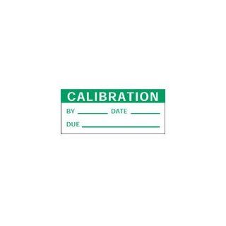 Brady B 500 Green on White Write On Vinyl Cloth Calibration Label   1 1/2 in Width   5/8 in Height   Printed Text = CALIBRATION   WO 10 [PRICE is per CARD] : All Purpose Labels : Office Products
