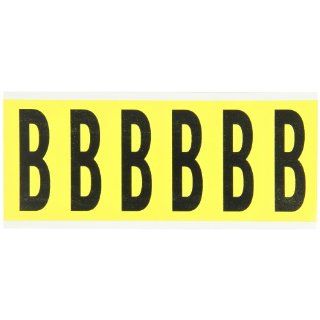 Brady 3450 B 3 1/2" Height, 1 1/2" Width, B 498 Repositionable Coated Vinyl Cloth, Black On Yellow Color 34 Series Indoor Letter Label, Legend "B" (6 Labels Per Card) Industrial Warning Signs