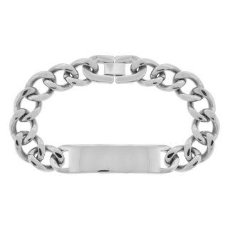 Men's ID Bracelet Of a Larger Size Engraveable: Inox: Jewelry