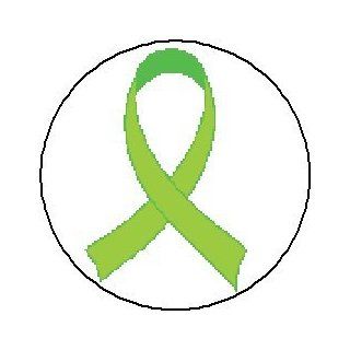 LIME GREEN AWARENESS RIBBON Pinback Button 1.25" Pin / Badge (Lymphoma, Lyme Disease, Adoption, Mental Health): Everything Else