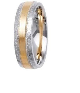 L.A. Wedding 14KLAW1130 S7.5 6mm 14K Two Tone Wedding Ring   Size 7.5: L.A. Wedding: Everything Else