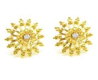 14k Yellow Gold Star Burst Diamond Earrings. Also in White Gold Jewelry