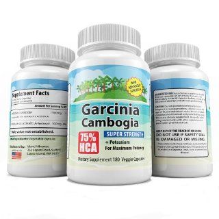 75% HCA GARCINIA CAMBOGIA with NO ADDED CALCIUM  1,500MG per serving   180 Veggie Capsules   All Natural Appetite Suppressant and Weight Loss Supplement by Island Vibrance Health & Personal Care