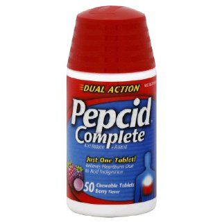 Pepcid Complete Acid Reducer + Antacid with Dual Action, Cooling Mint, 50 Count Chewable Tablets Health & Personal Care