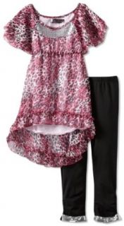 Almost Famous Girls  Animal Print Set, Fuchsia Pink, Small: Clothing