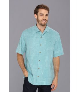 Tommy Bahama Island Geo Shirt Camp Shirt Mens Short Sleeve Button Up (Blue)