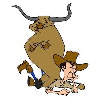 8" Printed color bull sitting on cowboy brown sticker decal for any smooth surface such as windows bumpers laptops or any smooth surface.: Everything Else