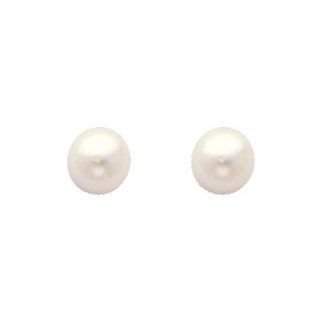 14K Yellow Gold Medium Pearl Stud Earrings with Screw back for Baby & Children: Girls Gold Screwback Earrings: Jewelry