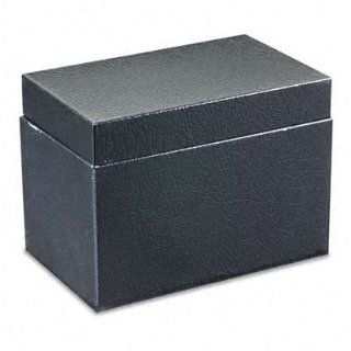 Steel Card File Box with Hinged Lid Holds Approximately 400 4 x 6 Cards, Black : Index Card Files : Office Products