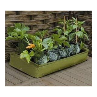 Space Saver Raised Garden Bed    39 Inches Long x 8 Inches High x 20 Inches Wide. Light Green Color, steel supports for sides, 20 brass drain holes  Holds approximately 100 lbs soil or compost. Lightweight polyethylene : Raised Garden Kits : Patio, Lawn &a