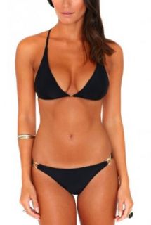 Alca Triangle Strappy Gold Detail Bikini Available in Black and White at  Womens Clothing store