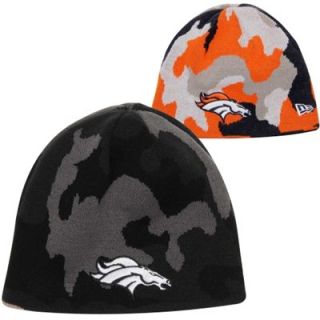 New Era Denver Broncos Camo Switch Reversible Knit Beanie   Black/Orange   FansEdge