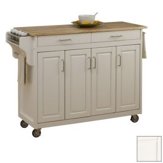 Home Styles 48.75 in L x 17.75 in W x 34.75 in H White Kitchen Island with Casters